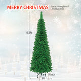 6.5 英尺预亮铰链人造铅笔圣诞树 - 6.5 英尺 6.5 Feet Pre-Lit Hinged Artificial Pencil Christmas Tree-6.5 ft