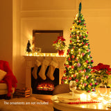 6.5 英尺预亮铰链人造铅笔圣诞树 - 6.5 英尺 6.5 Feet Pre-Lit Hinged Artificial Pencil Christmas Tree-6.5 ft