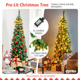 6.5 英尺预亮铰链人造铅笔圣诞树 - 6.5 英尺 6.5 Feet Pre-Lit Hinged Artificial Pencil Christmas Tree-6.5 ft