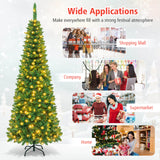 6.5 英尺预亮铰链人造铅笔圣诞树 - 6.5 英尺 6.5 Feet Pre-Lit Hinged Artificial Pencil Christmas Tree-6.5 ft