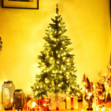 预亮人造半国家圣诞树，带 8 种闪光模式 - 5 英尺 Pre-Lit Artificial Half National Christmas Tree with 8 Flash Modes-5 ft