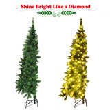 预亮人造半国家圣诞树，带 8 种闪光模式 - 5 英尺 Pre-Lit Artificial Half National Christmas Tree with 8 Flash Modes-5 ft