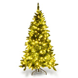 预亮人造半国家圣诞树，带 8 种闪光模式 - 5 英尺 Pre-Lit Artificial Half National Christmas Tree with 8 Flash Modes-5 ft