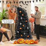 6/7 英尺人造圣诞树，顶部可弯曲，带暖光 - 6 英尺 6/7 FT Artificial Christmas Tree with Bendable Top Section and Warm Light-6 FT