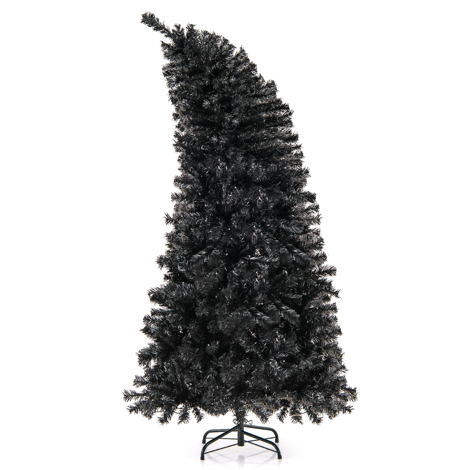 6/7 英尺人造圣诞树，顶部可弯曲，带暖光 - 6 英尺 6/7 FT Artificial Christmas Tree with Bendable Top Section and Warm Light-6 FT