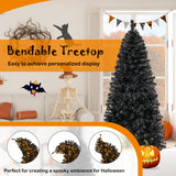 6/7 英尺人造圣诞树，顶部可弯曲，带暖光 - 6 英尺 6/7 FT Artificial Christmas Tree with Bendable Top Section and Warm Light-6 FT