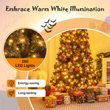 6/7 英尺人造圣诞树，顶部可弯曲，带暖光 - 6 英尺 6/7 FT Artificial Christmas Tree with Bendable Top Section and Warm Light-6 FT