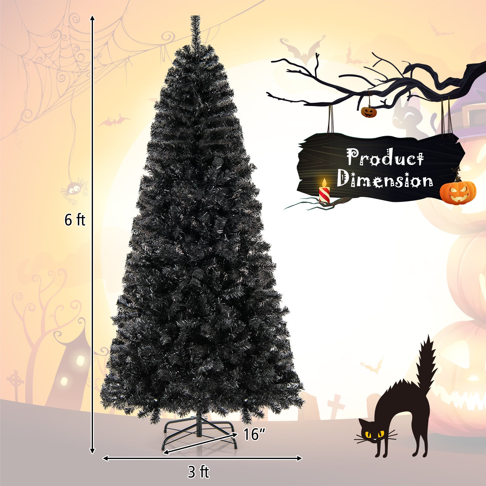 6/7 英尺人造圣诞树，顶部可弯曲，带暖光 - 6 英尺 6/7 FT Artificial Christmas Tree with Bendable Top Section and Warm Light-6 FT