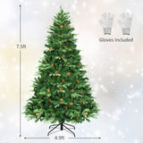 7.5 英尺人造圣诞树，带 LED 灯和松果 7.5 ft Artificial Christmas Tree with LED Lights and Pine Cones