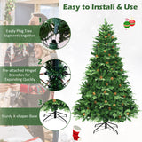 7.5 英尺人造圣诞树，带 LED 灯和松果 7.5 ft Artificial Christmas Tree with LED Lights and Pine Cones