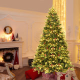 7.5 英尺人造圣诞树，带 LED 灯和松果 7.5 ft Artificial Christmas Tree with LED Lights and Pine Cones