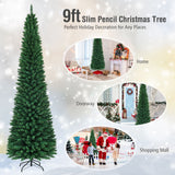 PVC 人造细铅笔圣诞树 - 9 英尺 PVC Artificial Slim Pencil Christmas Tree-9'