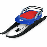 折叠儿童金属雪橇带拉绳雪橇和皮革座椅 Folding Kids' Metal Snow Sled with Pull Rope Snow Slider and Leather Seat