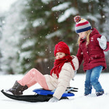 折叠儿童金属雪橇带拉绳雪橇和皮革座椅 Folding Kids' Metal Snow Sled with Pull Rope Snow Slider and Leather Seat