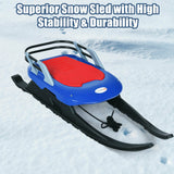 折叠儿童金属雪橇带拉绳雪橇和皮革座椅 Folding Kids' Metal Snow Sled with Pull Rope Snow Slider and Leather Seat