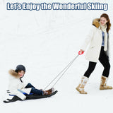 折叠儿童金属雪橇带拉绳雪橇和皮革座椅 Folding Kids' Metal Snow Sled with Pull Rope Snow Slider and Leather Seat