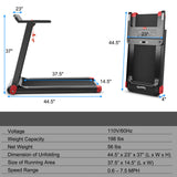 折叠电动紧凑型步行跑步机带APP控制音箱-红色 Folding Electric Compact Walking Treadmill with APP Control Speaker-Red