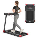 折叠电动紧凑型步行跑步机带APP控制音箱-红色 Folding Electric Compact Walking Treadmill with APP Control Speaker-Red