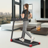 折叠电动紧凑型步行跑步机带APP控制音箱-红色 Folding Electric Compact Walking Treadmill with APP Control Speaker-Red