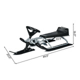 儿童雪橇带方向盘双刹车拉绳-黑色 Kids Snow Sled with Steering Wheel and Double Brakes Pull Rope-Black