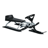 儿童雪橇带方向盘双刹车拉绳-黑色 Kids Snow Sled with Steering Wheel and Double Brakes Pull Rope-Black