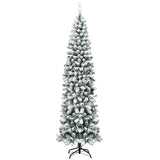 7.5 英尺无灯铰链雪绒人造铅笔圣诞树，带 641 个笔尖 7.5 Feet Unlit Hinged Snow Flocked Artificial Pencil Christmas Tree with 641 Tips