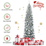 7.5 英尺无灯铰链雪绒人造铅笔圣诞树，带 641 个笔尖 7.5 Feet Unlit Hinged Snow Flocked Artificial Pencil Christmas Tree with 641 Tips