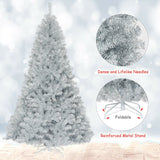 7.5 英尺铰链不发光人造银金属丝圣诞树 7.5 Ft Hinged Unlit Artificial Silver Tinsel Christmas Tree