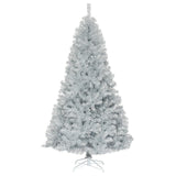 7.5 英尺铰链不发光人造银金属丝圣诞树 7.5 Ft Hinged Unlit Artificial Silver Tinsel Christmas Tree