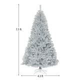 7.5 英尺铰链不发光人造银金属丝圣诞树 7.5 Ft Hinged Unlit Artificial Silver Tinsel Christmas Tree