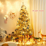 7.5 英尺铰链不发光人造银金属丝圣诞树 7.5 Ft Hinged Unlit Artificial Silver Tinsel Christmas Tree