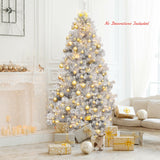 7.5 英尺铰链不发光人造银金属丝圣诞树 7.5 Ft Hinged Unlit Artificial Silver Tinsel Christmas Tree