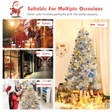 7.5 英尺铰链不发光人造银金属丝圣诞树 7.5 Ft Hinged Unlit Artificial Silver Tinsel Christmas Tree