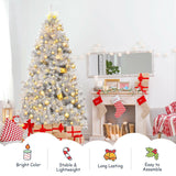 7.5 英尺铰链不发光人造银金属丝圣诞树 7.5 Ft Hinged Unlit Artificial Silver Tinsel Christmas Tree