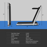 二合一电动健康健身折叠跑步机带双显示屏-银色 2-in-1 Electric Motorized Health and Fitness Folding Treadmill with Dual Display-Silver