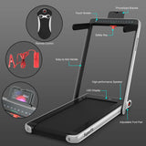 二合一电动健康健身折叠跑步机带双显示屏-银色 2-in-1 Electric Motorized Health and Fitness Folding Treadmill with Dual Display-Silver