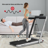 二合一电动健康健身折叠跑步机带双显示屏-银色 2-in-1 Electric Motorized Health and Fitness Folding Treadmill with Dual Display-Silver