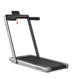 二合一电动健康健身折叠跑步机带双显示屏-银色 2-in-1 Electric Motorized Health and Fitness Folding Treadmill with Dual Display-Silver