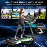 4.75 马力跑步机带 APP 和自动倾斜家用和公寓-黑色 4.75 HP Treadmill with APP and Auto Incline for Home and Apartment-Black