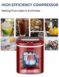 迷你便携式紧凑型电动制冰机-红色 Mini Portable Compact Electric Ice Maker Machine-Red