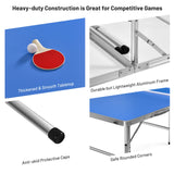 60英寸便携式网球乒乓球折叠桌带配件-蓝色 60 Inch Portable Tennis Ping Pong Folding Table with Accessories-Blue