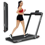 双屏二合一电动折叠跑步机-黑色 2-in-1 Electric Motorized Folding Treadmill with Dual Display-Black