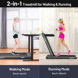 双屏二合一电动折叠跑步机-黑色 2-in-1 Electric Motorized Folding Treadmill with Dual Display-Black