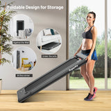 双屏二合一电动折叠跑步机-黑色 2-in-1 Electric Motorized Folding Treadmill with Dual Display-Black