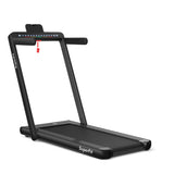 双屏二合一电动折叠跑步机-黑色 2-in-1 Electric Motorized Folding Treadmill with Dual Display-Black