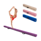 7 英尺折叠便携式地板平衡木带手柄体操运动员-紫色 7 Feet Folding Portable Floor Balance Beam with Handles for Gymnasts-Purple