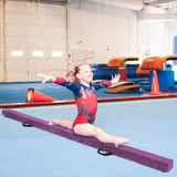 7 英尺折叠便携式地板平衡木带手柄体操运动员-紫色 7 Feet Folding Portable Floor Balance Beam with Handles for Gymnasts-Purple