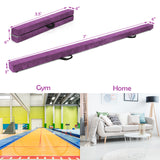 7 英尺折叠便携式地板平衡木带手柄体操运动员-紫色 7 Feet Folding Portable Floor Balance Beam with Handles for Gymnasts-Purple