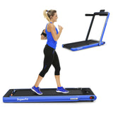 双显示屏二合一电动健康健身折叠跑步机-蓝色 2-in-1 Electric Motorized Health and Fitness Folding Treadmill with Dual Display-Blue