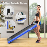 双显示屏二合一电动健康健身折叠跑步机-蓝色 2-in-1 Electric Motorized Health and Fitness Folding Treadmill with Dual Display-Blue